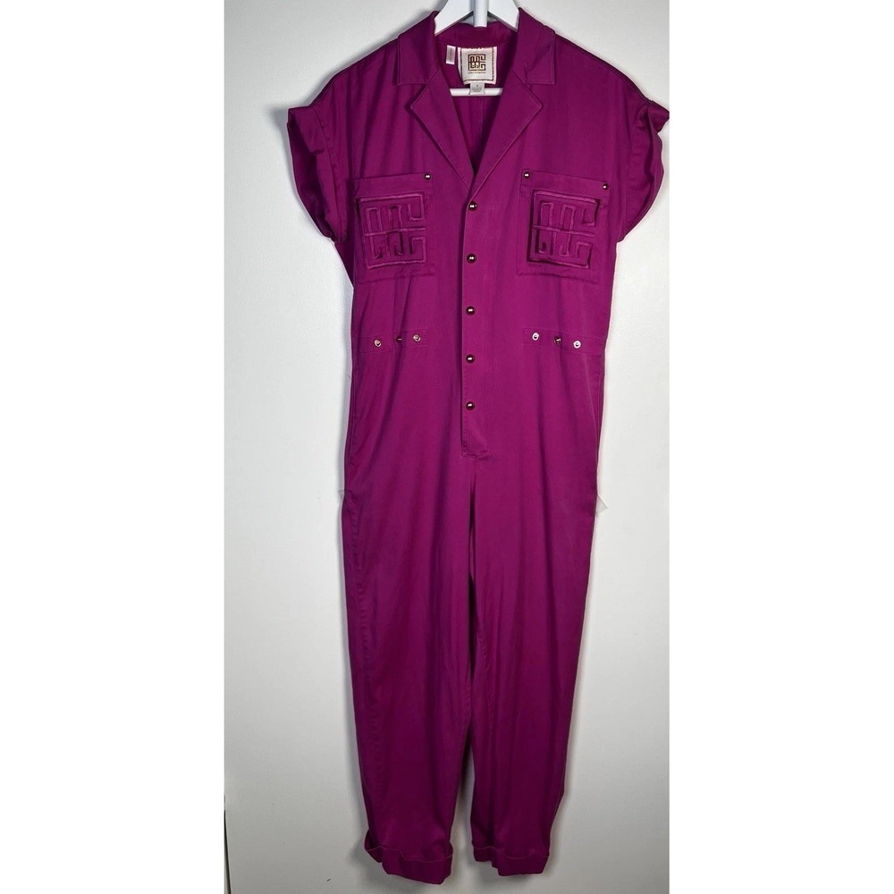 Emily McCarthy Small Magenta Tencel Blend Cap Sleeve Cuffed‎ Ankle Romper - Picture 2 of 10